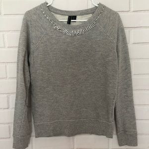 Cynthia Rowley Embellished Gray Sweatshirt Small